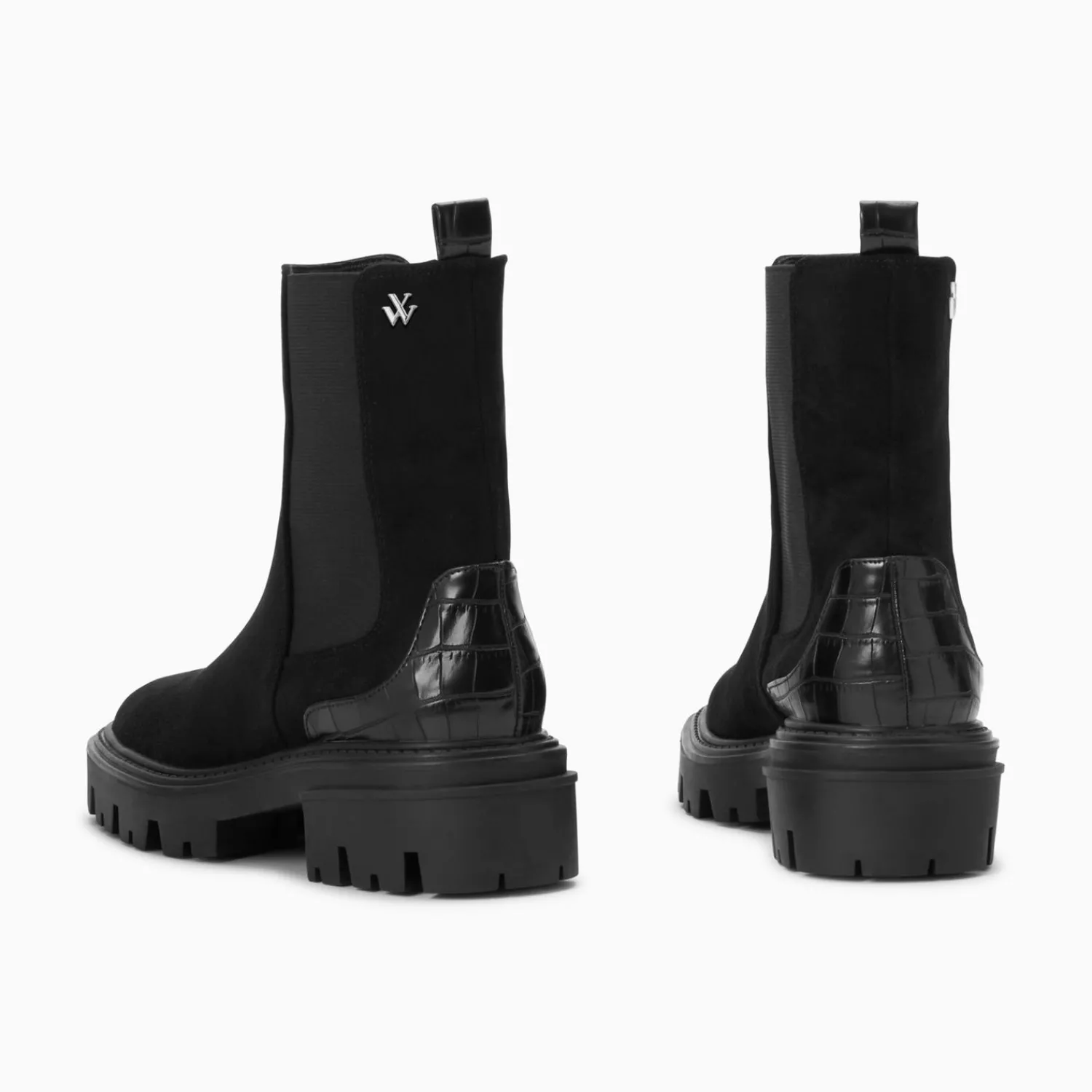 Vanessa Wu Bottines>Bottines Chelsea Greta Noires A Contrefort Croco
