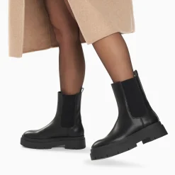 Vanessa Wu Bottines>Bottines Chelsea Oceane Noires A Plateforme Crantee