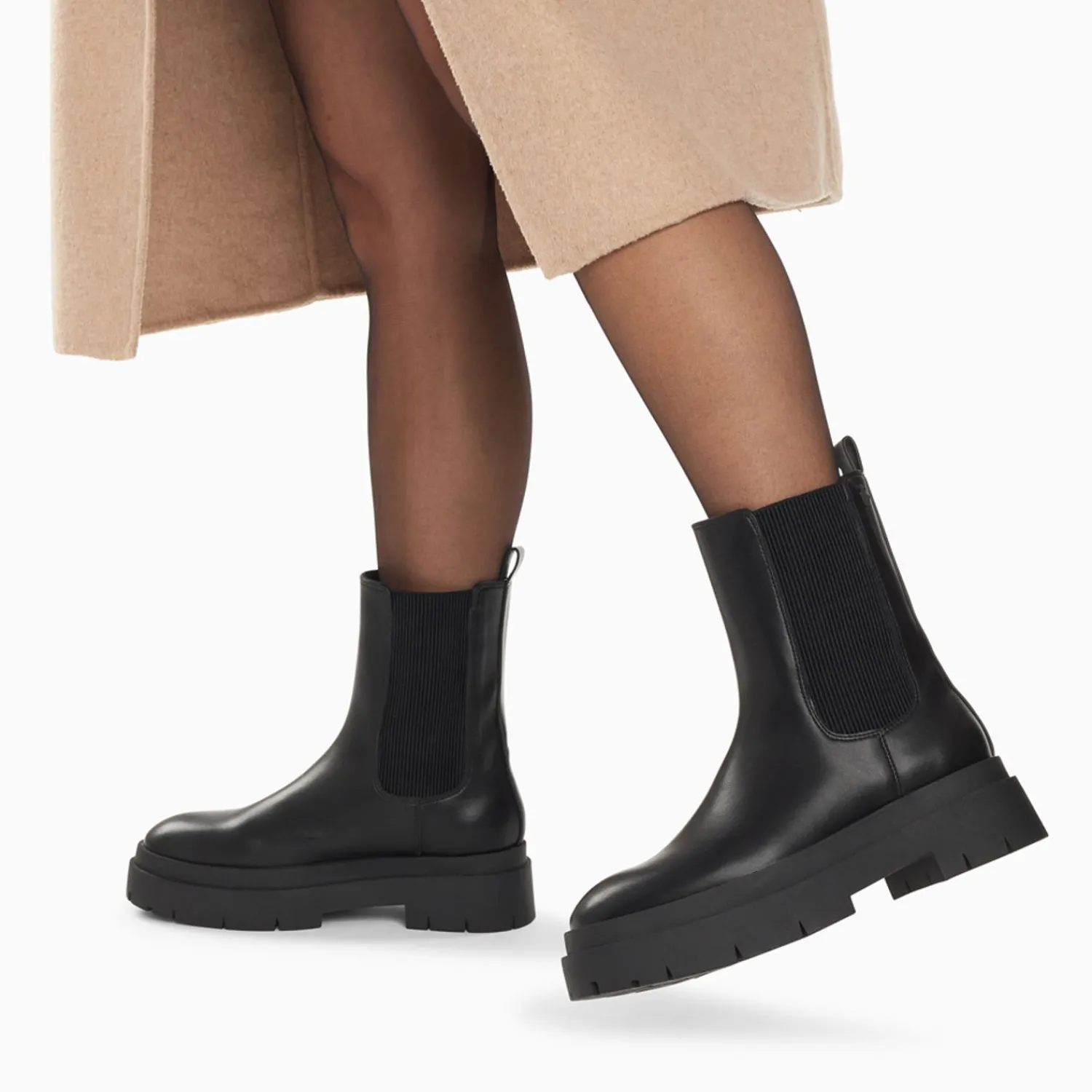 Vanessa Wu Bottines>Bottines Chelsea Oceane Noires A Plateforme Crantee