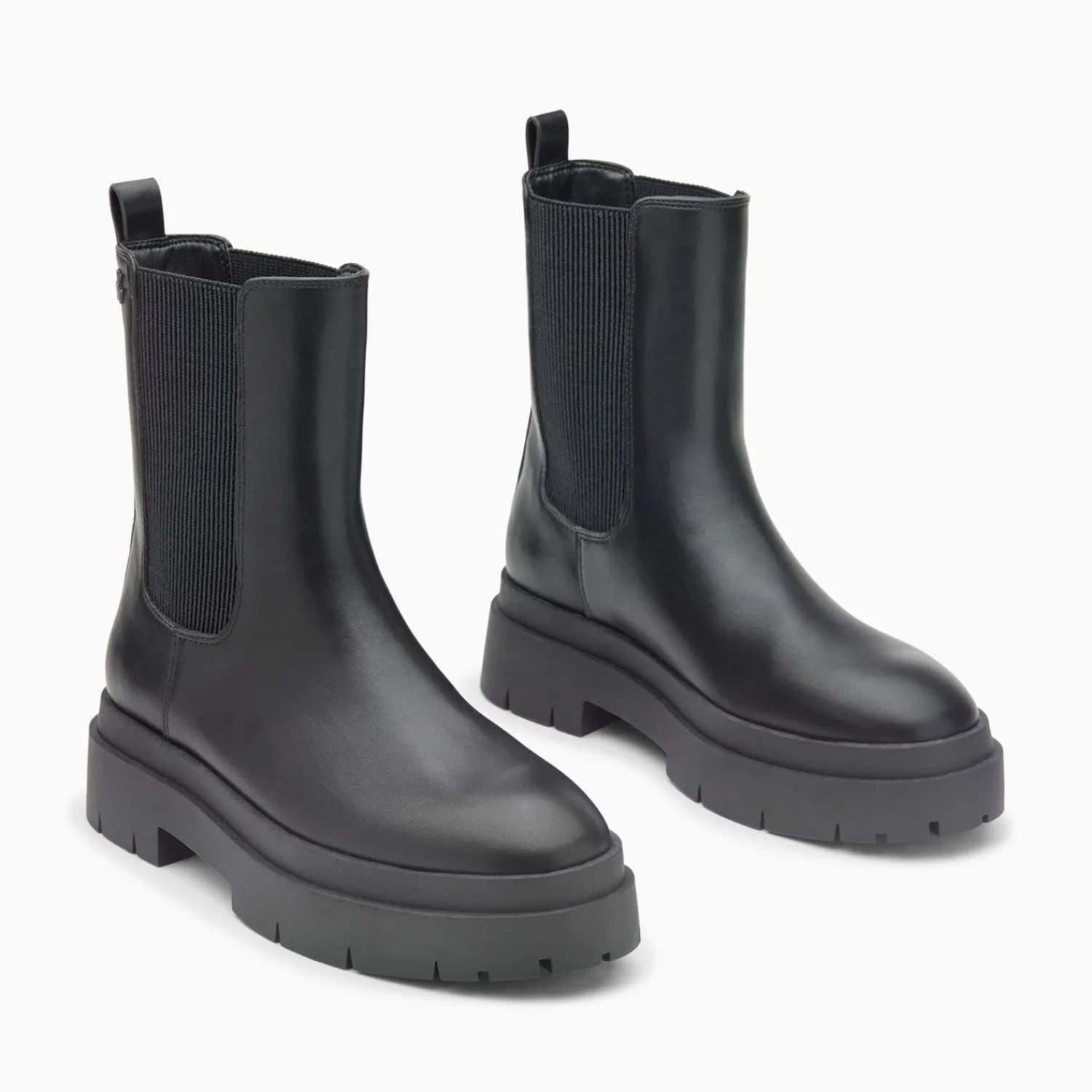 Vanessa Wu Bottines>Bottines Chelsea Oceane Noires A Plateforme Crantee