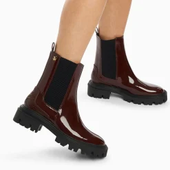 Vanessa Wu Bottines>Bottines Chelsea Pamela Bordeaux Vernies A Semelle Crantee