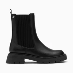 Vanessa Wu Bottines>Bottines Chelsea Phoebe Noires A Semelle Oversize