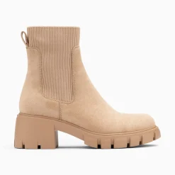Vanessa Wu Bottines>Bottines Chelsea Valerie Beige A Talon Crante