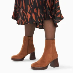 Vanessa Wu Bottines>Bottines Marina Camel A Plateforme Et Talon Bois