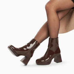 Vanessa Wu Bottines>Bottines Marina Marron A Plateforme Et Talon Bois