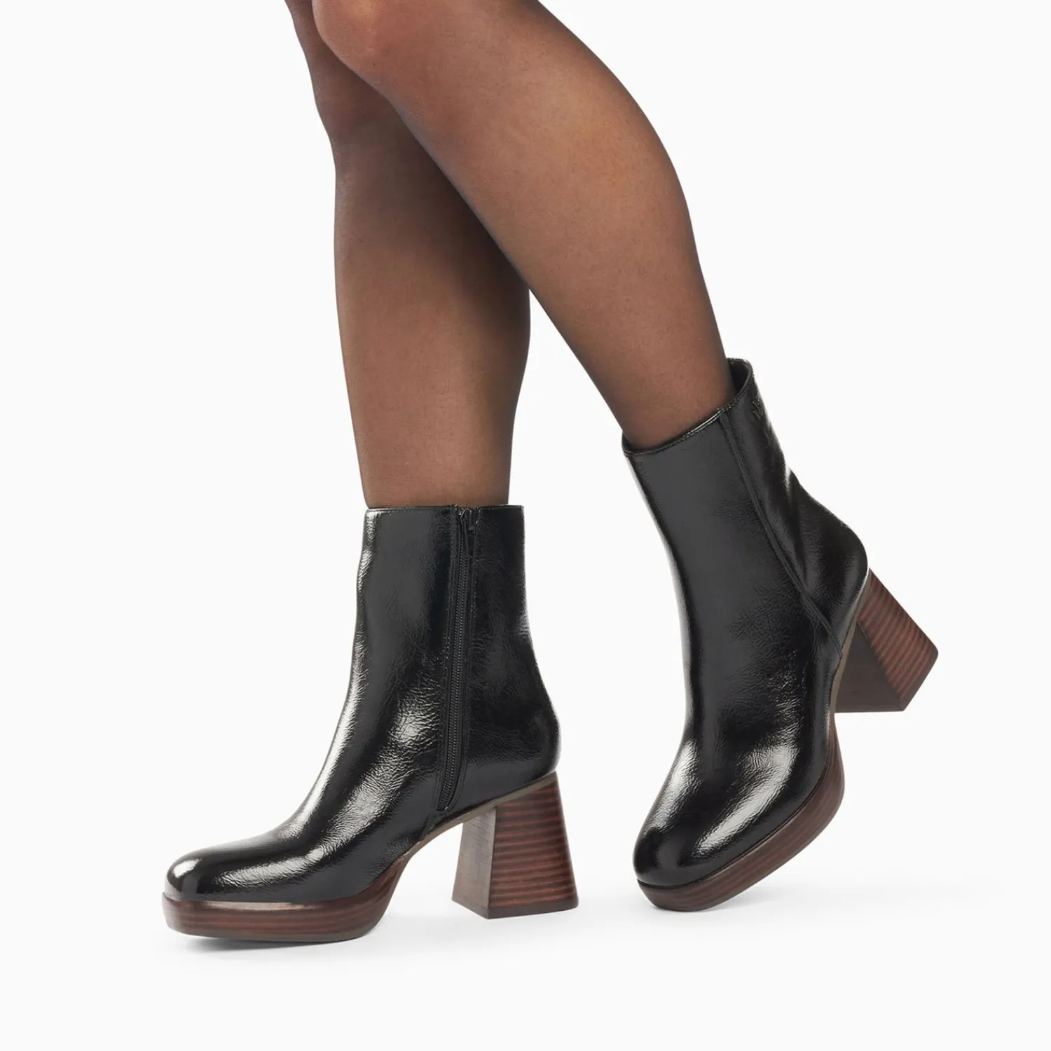 Vanessa Wu Bottines>Bottines Marina Noires A Plateforme Et Talon Bois