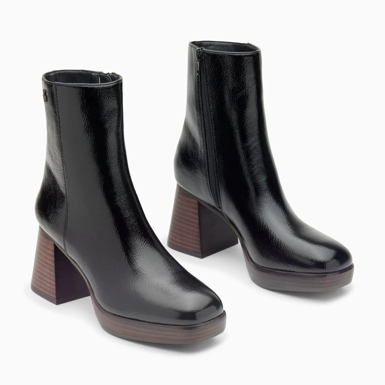 Vanessa Wu Bottines>Bottines Marina Noires A Plateforme Et Talon Bois