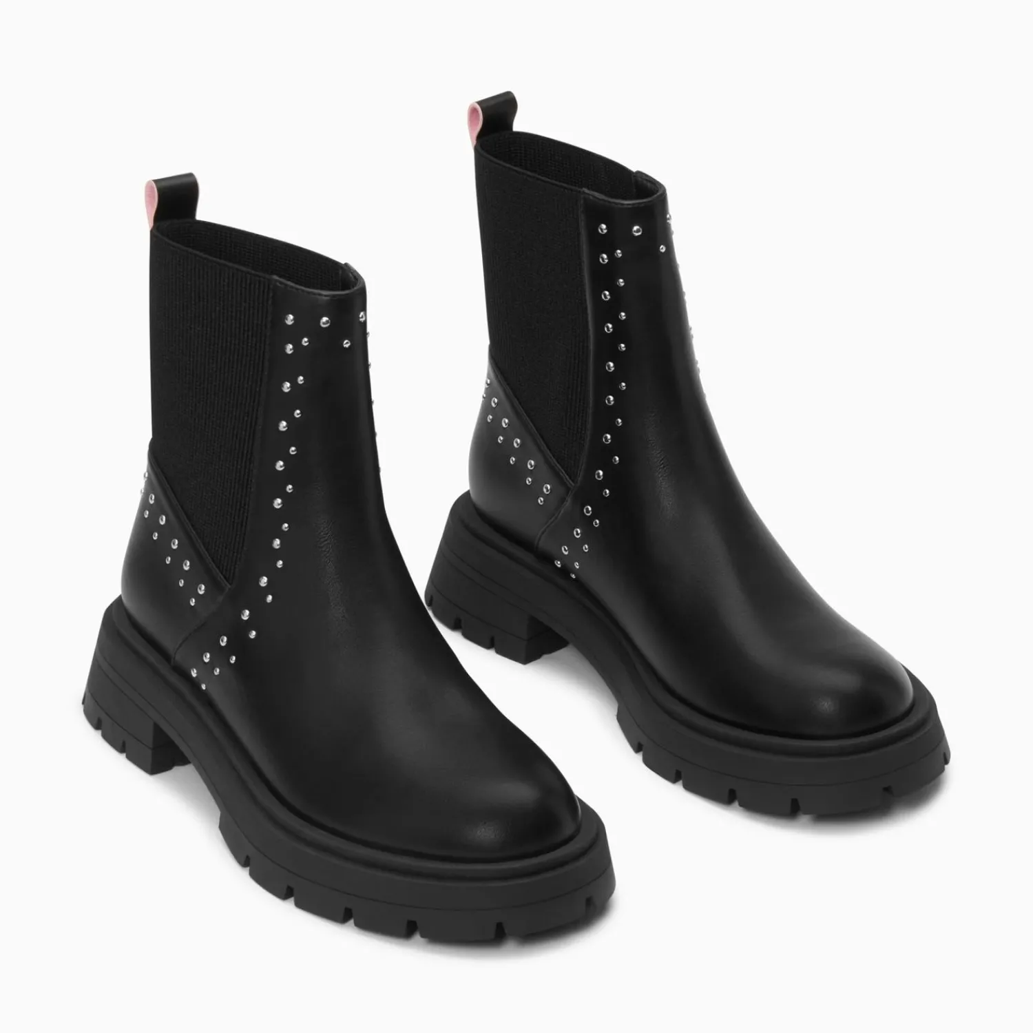 Vanessa Wu Bottines>Bottines Montantes Montmartre Noires A Clous Et Elastique