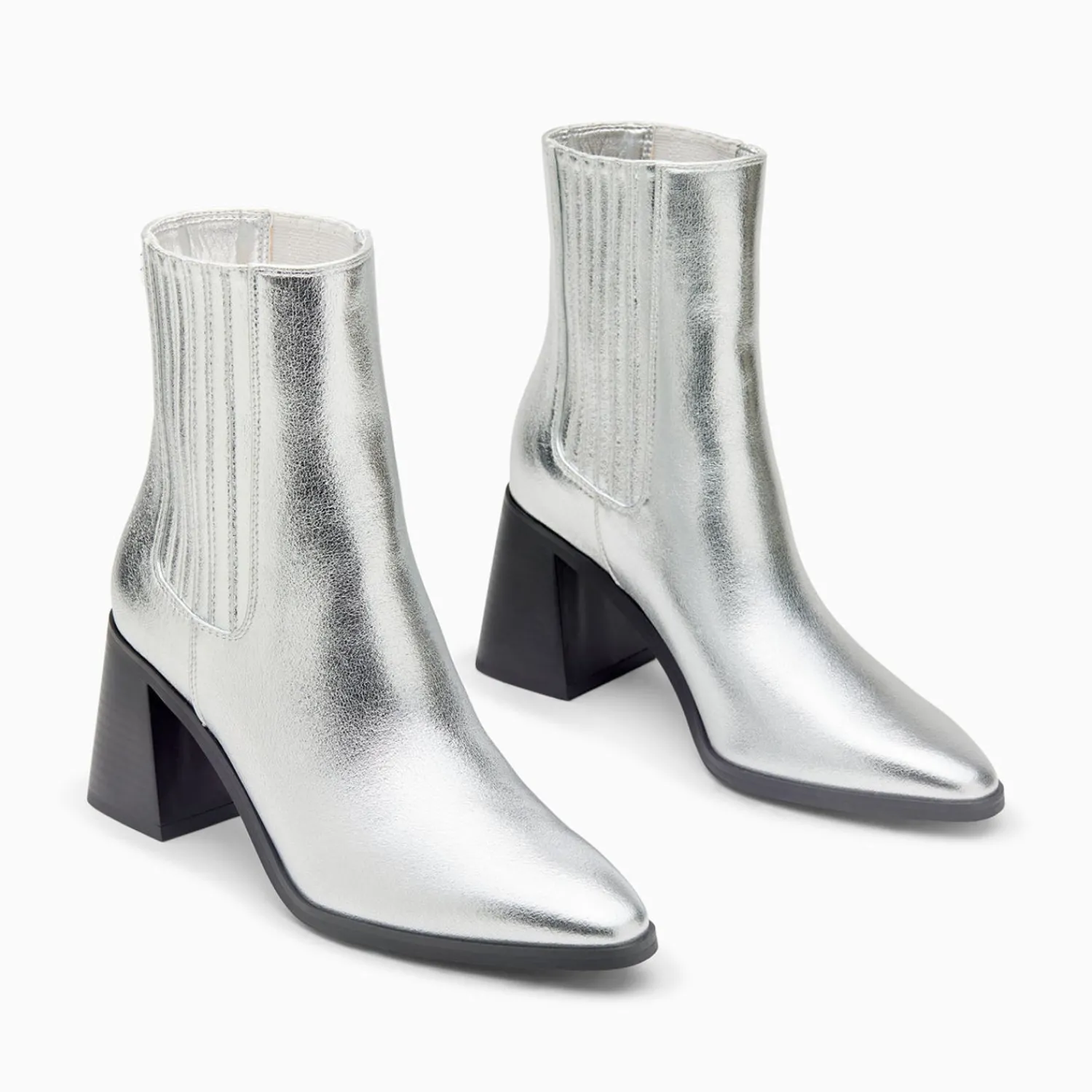 Vanessa Wu Bottines>Bottines Montantes Taylor Argent A Talon Trapeze
