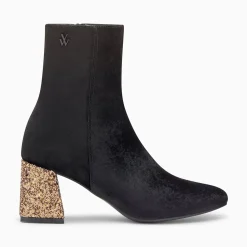 Vanessa Wu Bottines>Bottines New York Noires A Talon Paillete Bronze