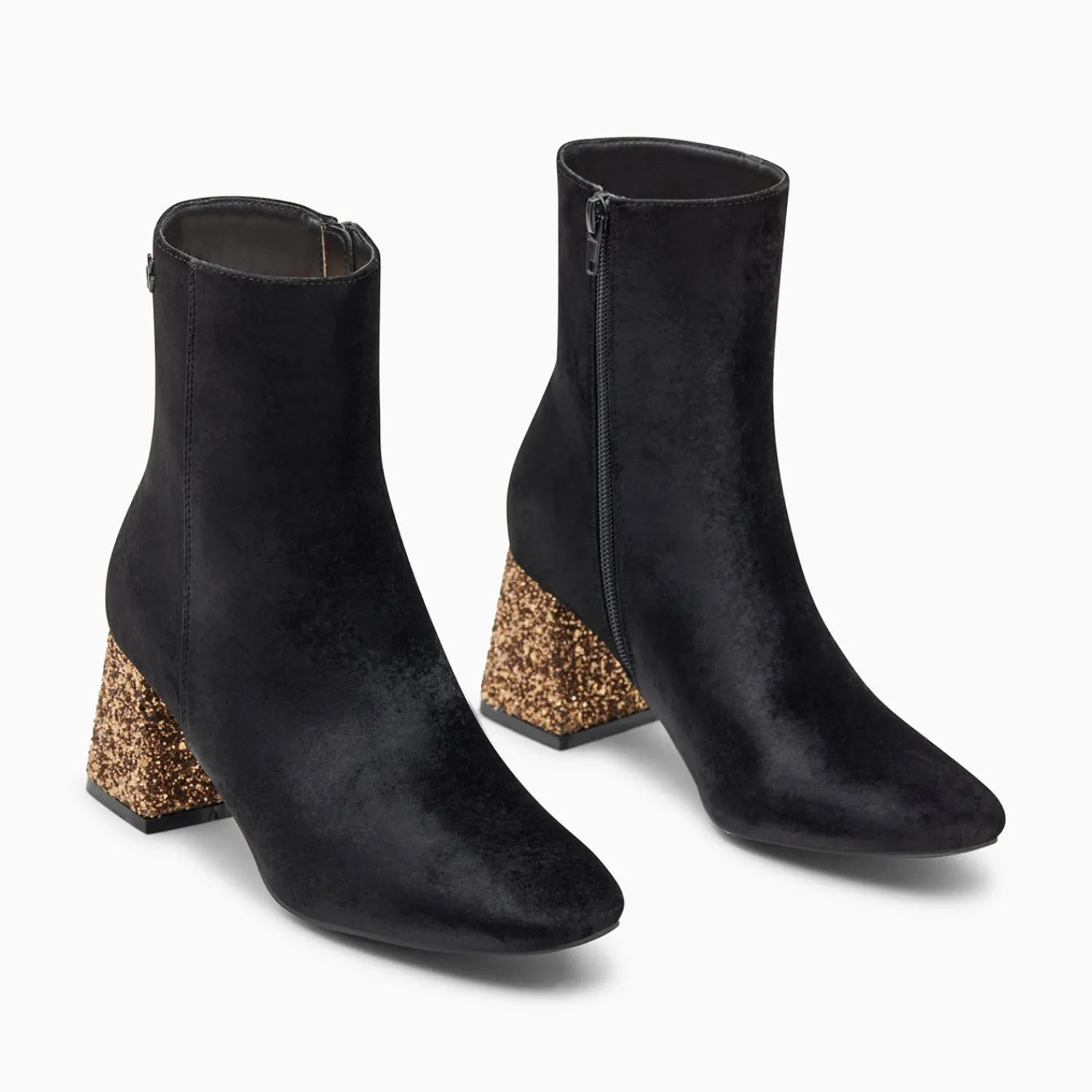 Vanessa Wu Bottines>Bottines New York Noires A Talon Paillete Bronze