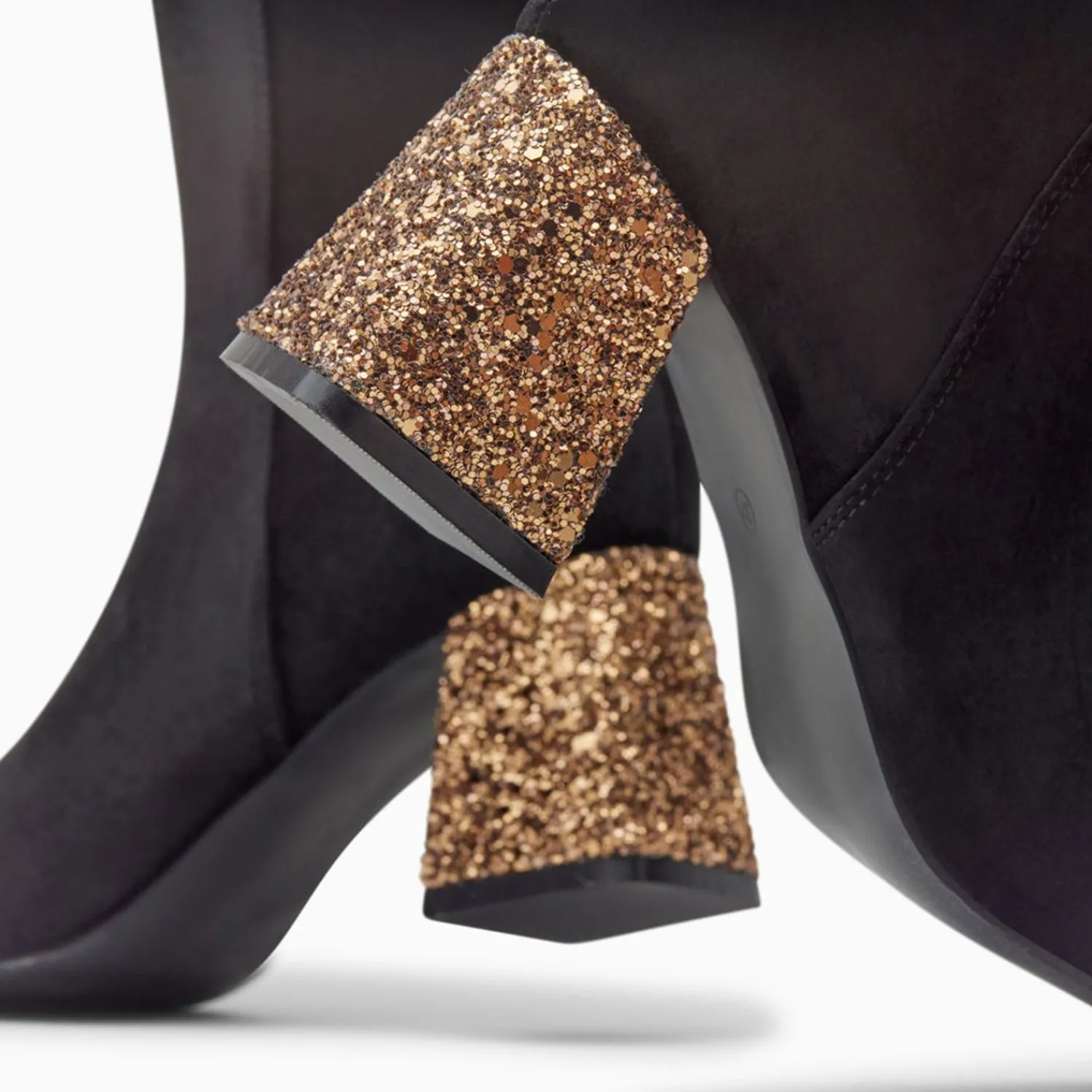 Vanessa Wu Bottines>Bottines New York Noires A Talon Paillete Bronze