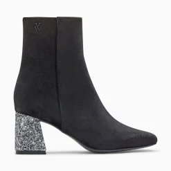 Vanessa Wu Bottines>Bottines New York Noires A Talon Paillete Argent