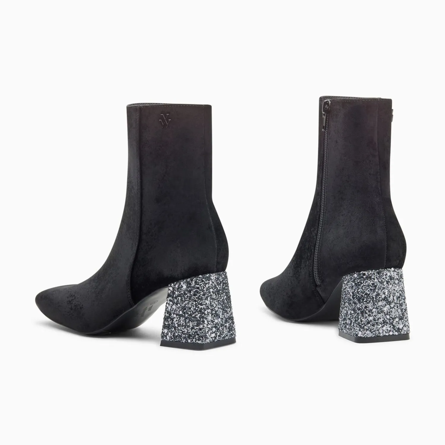 Vanessa Wu Bottines>Bottines New York Noires A Talon Paillete Argent