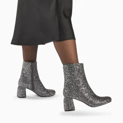 Vanessa Wu Bottines>Bottines Pailletees Londres Argent A Talon