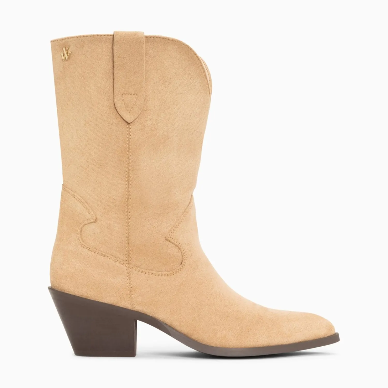 Vanessa Wu Bottines>Bottines Santiags Beverly Beiges Mi-Mollet