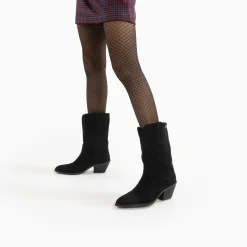 Vanessa Wu Bottines>Bottines Santiags Beverly Noires Mi-Mollet