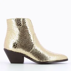 Vanessa Wu Bottines>Bottines Santiags Caroline Or Effet Serpent
