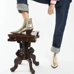 Vanessa Wu Bottines>Bottines Santiags Caroline Or Effet Serpent