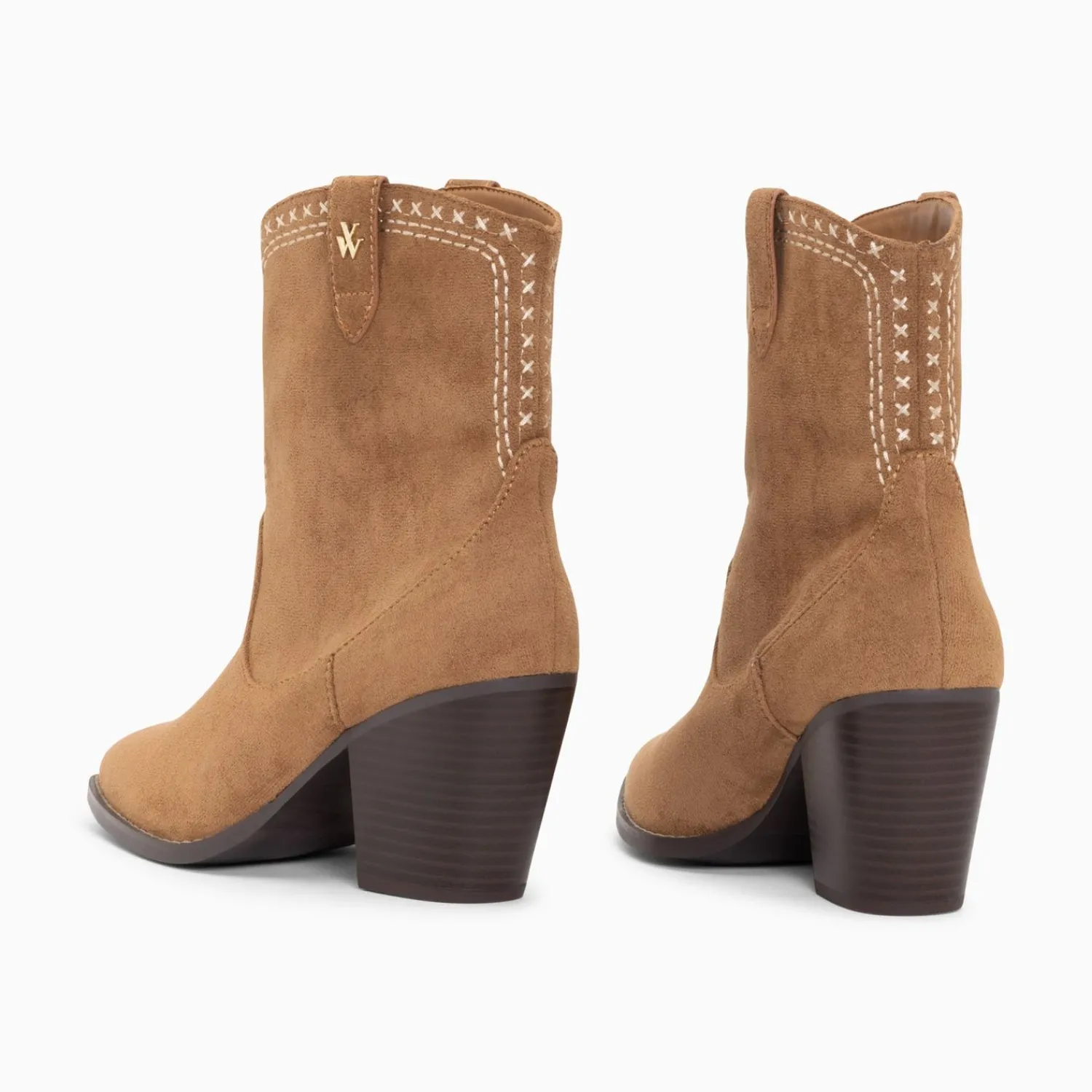 Vanessa Wu Bottines>Bottines Santiags Danae Montantes Camel A Broderies