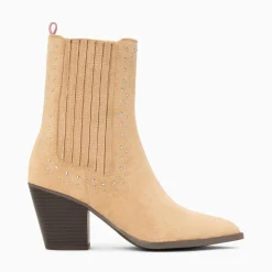 Vanessa Wu Bottines>Bottines Santiags Rivoli Montantes Beiges A Clous