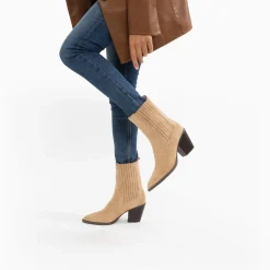 Vanessa Wu Bottines>Bottines Santiags Rivoli Montantes Beiges A Clous