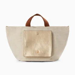 Vanessa Wu Sacs>Cabas Iris Beige A Pochette Or