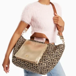 Vanessa Wu Sacs>Cabas Iris Leopard A Pochette Or