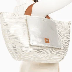Vanessa Wu Sacs>Cabas Roxanna Argent Imprime Zebre A Pochette