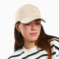 Vanessa Wu Chapeaux>Casquette Clem Beige A Monogramme Brode