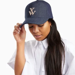 Vanessa Wu Chapeaux>Casquette Clem Denim A Monogramme Brode