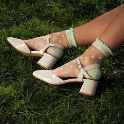 Vanessa Wu Chaussettes>Chaussettes A Pois Vertes Prescription Lab X