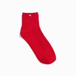 Vanessa Wu Chaussettes>Chaussettes Courtes Amy Rouges Cotelees