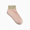 Vanessa Wu Chaussettes>Chaussettes Courtes Lia Rose Et Kaki Cotelees