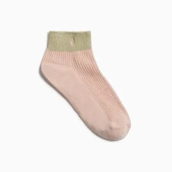 Vanessa Wu Chaussettes>Chaussettes Courtes Lia Rose Et Kaki Cotelees