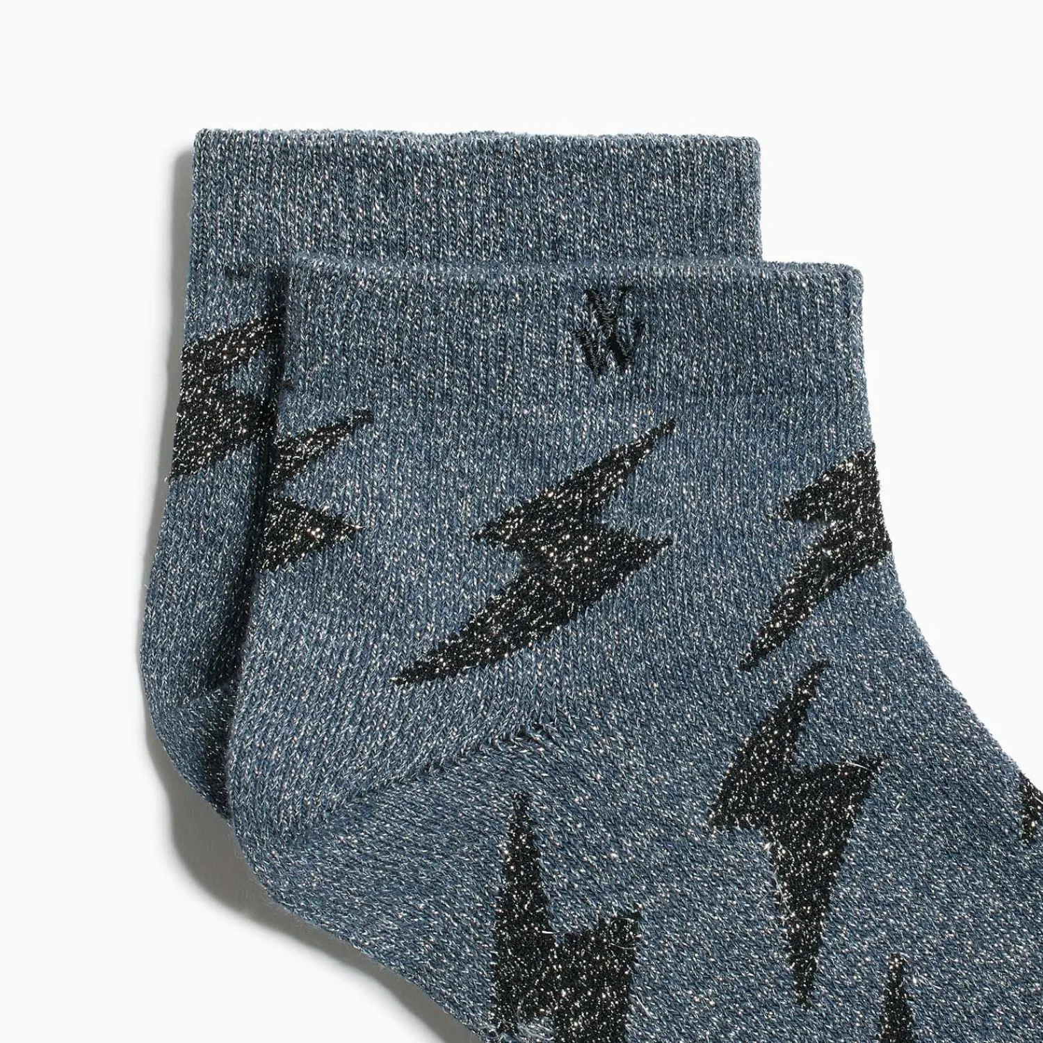 Vanessa Wu Chaussettes>Chaussettes Courtes Rachel Grises A Eclairs Noirs
