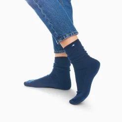 Vanessa Wu Chaussettes>Chaussettes Ella Bleu Marine Cotelees