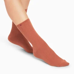 Vanessa Wu Chaussettes>Chaussettes Ella Brique Cotelees