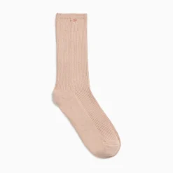 Vanessa Wu Chaussettes>Chaussettes Ella Taupe Cotelees