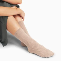 Vanessa Wu Chaussettes>Chaussettes Ella Taupe Cotelees
