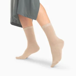 Vanessa Wu Chaussettes>Chaussettes Quinn Beige Et Or Paillete
