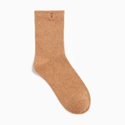 Vanessa Wu Chaussettes>Chaussettes Quinn Camel Et Or Paillete