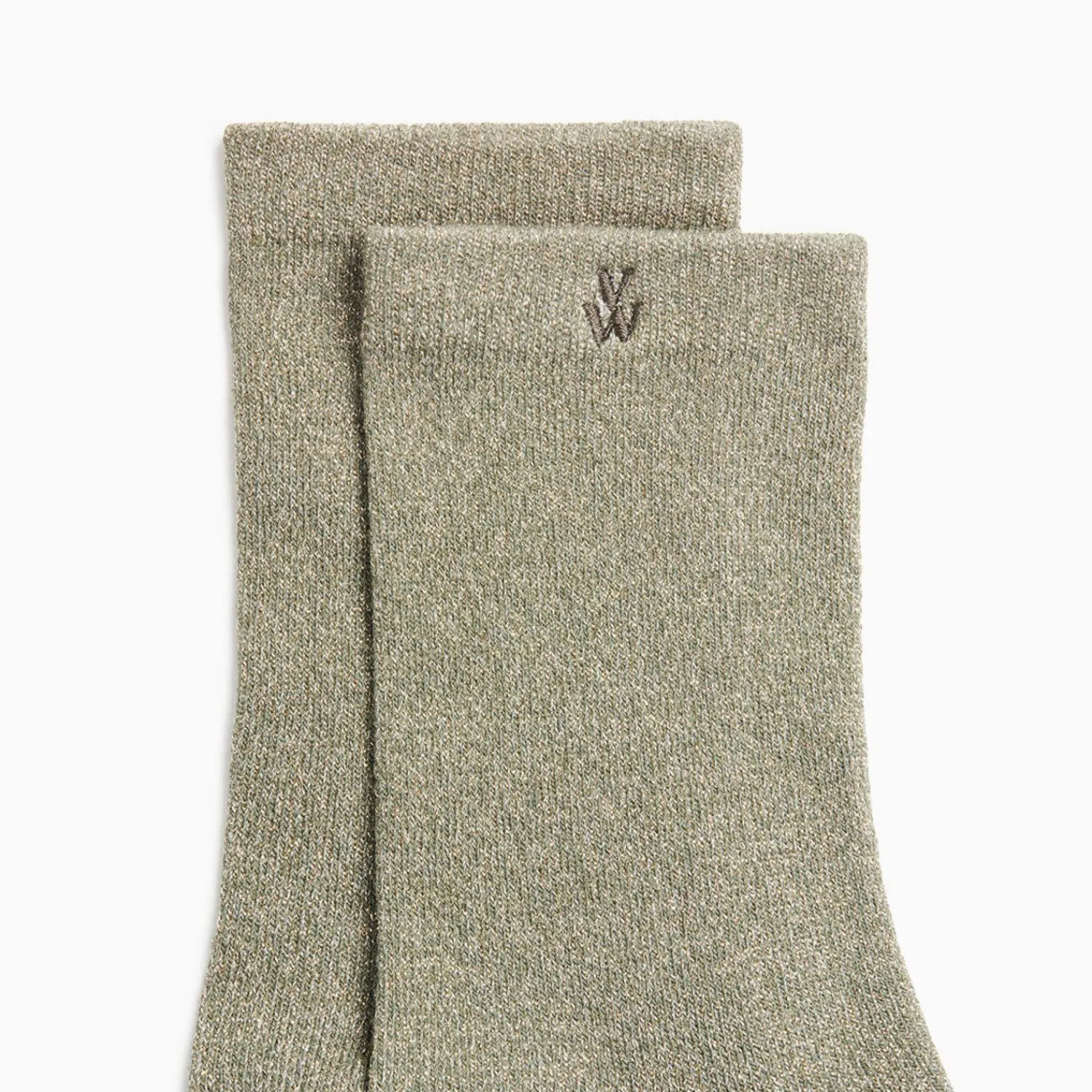 Vanessa Wu Chaussettes>Chaussettes Quinn Kaki Et Or Paillete