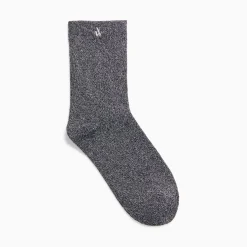 Vanessa Wu Chaussettes>Chaussettes Quinn Noir Et Argent Paillete