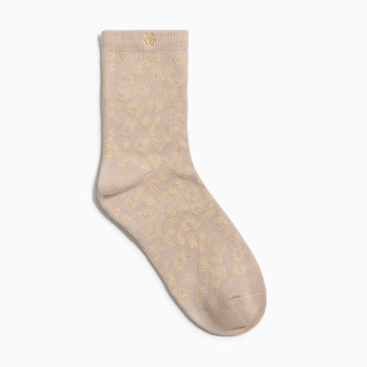 Vanessa Wu Chaussettes>Chaussettes Tara Beige Et Leopard Or