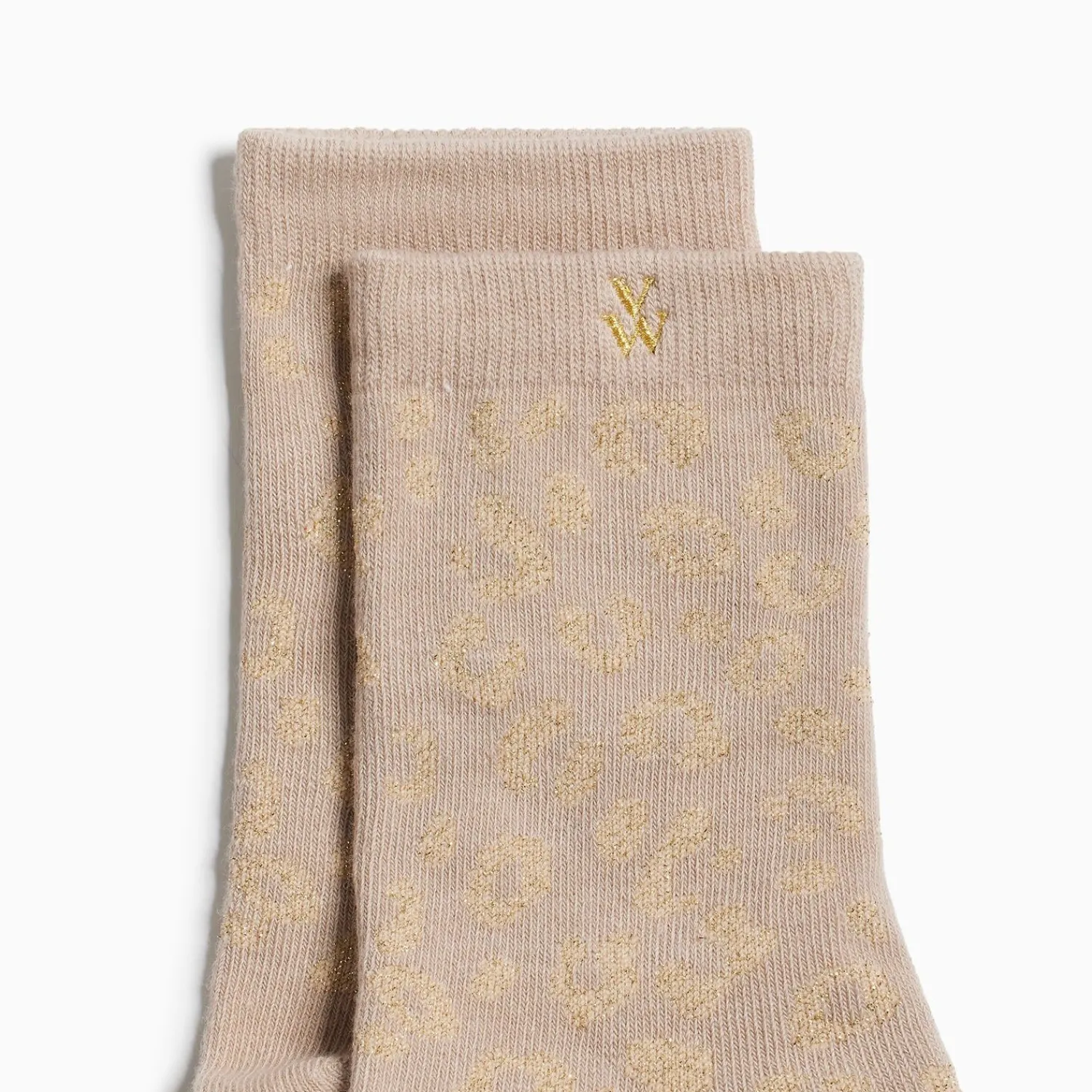 Vanessa Wu Chaussettes>Chaussettes Tara Beige Et Leopard Or