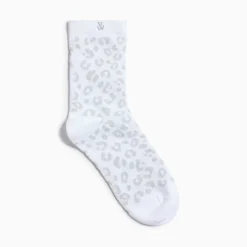 Vanessa Wu Chaussettes>Chaussettes Tara Blanc Et Leopard Argent