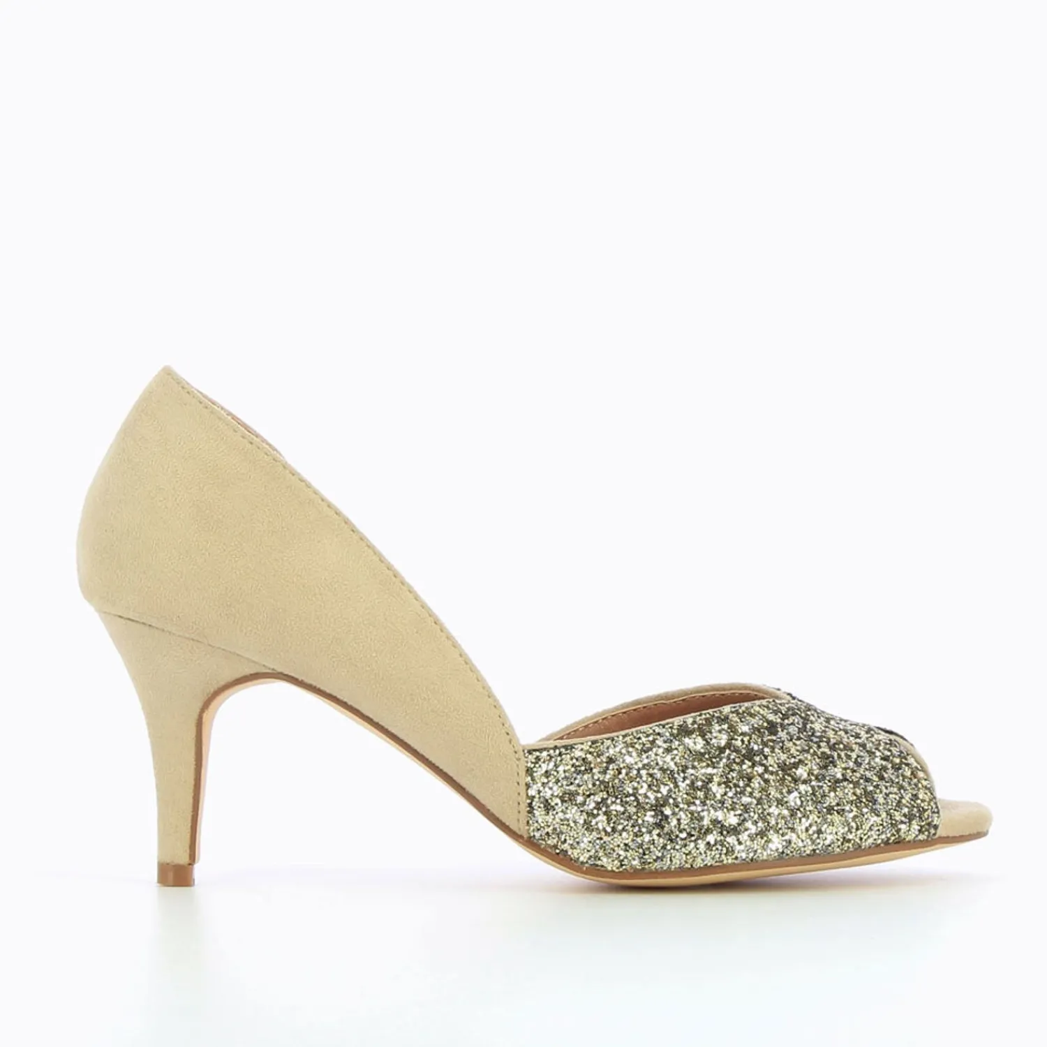 Vanessa Wu Escarpins>Escarpins Peep-Toe Diane Beige Et Champagne