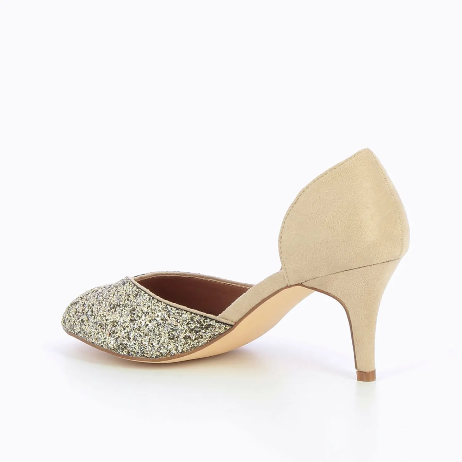 Vanessa Wu Escarpins>Escarpins Peep-Toe Diane Beige Et Champagne