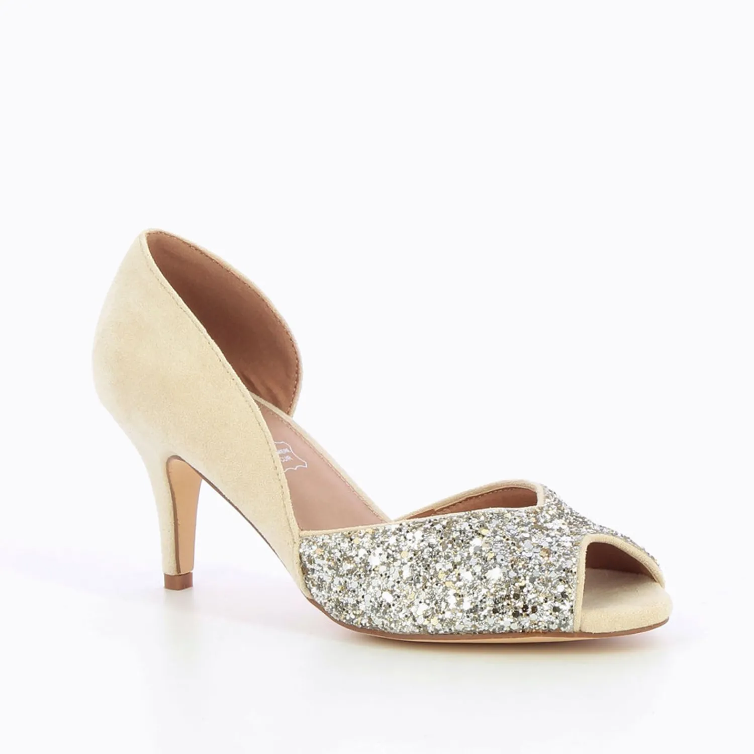 Vanessa Wu Escarpins>Escarpins Peep-Toe Diane Creme Et Argent